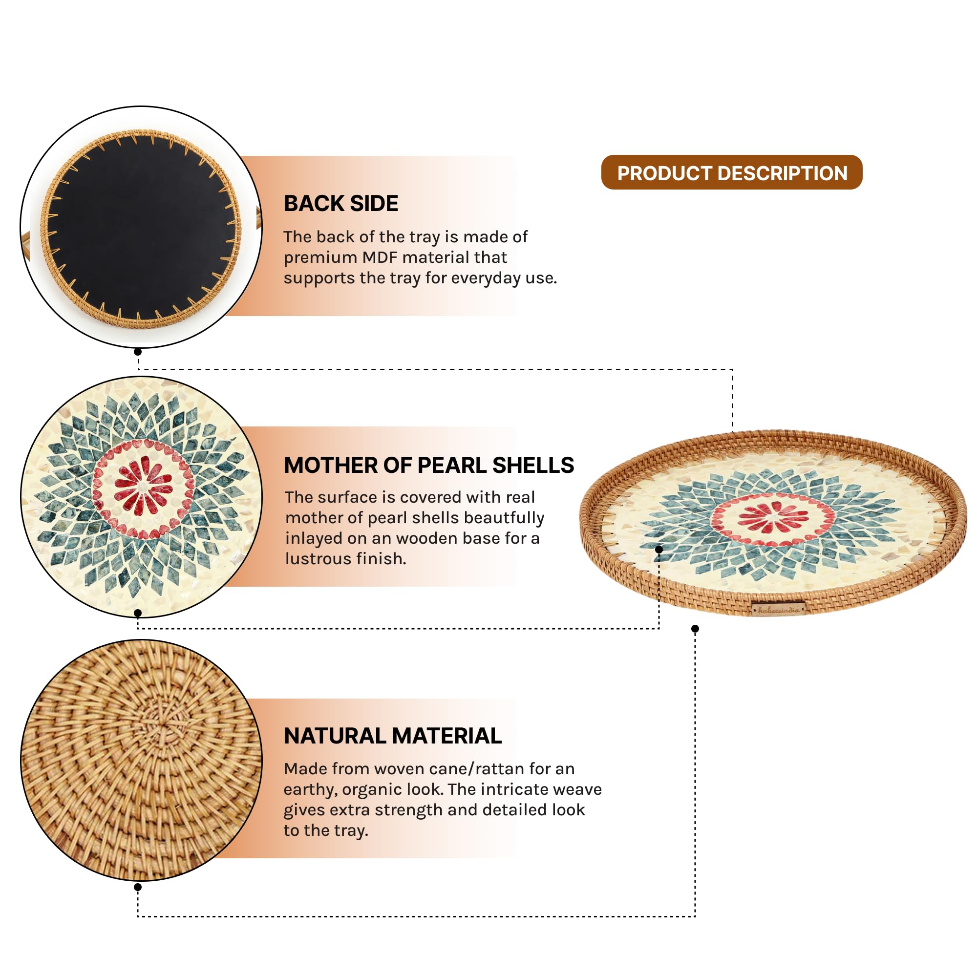 Habere India-All The Cultures Fabricating India Decorative Tray | Multipurpose Trays | Wooden Tray | Wooden Tray For Decoration